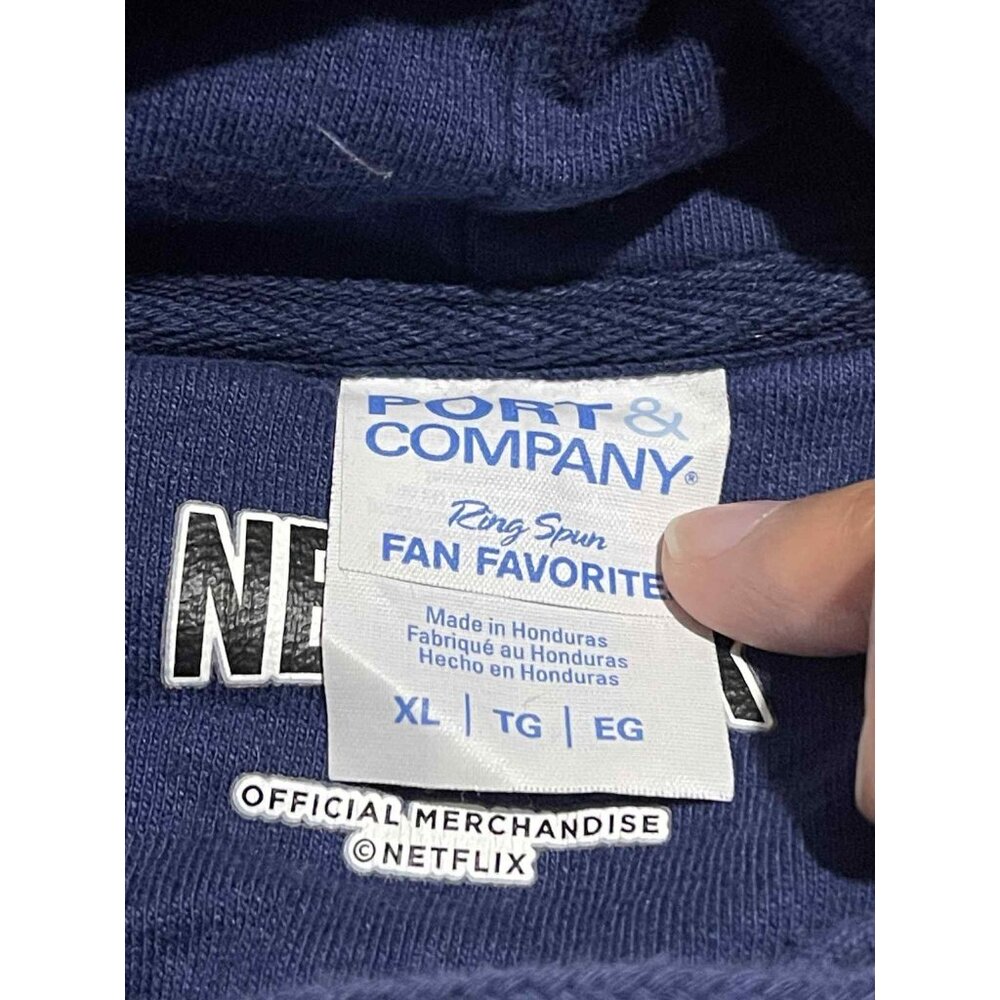 Stranger Things Hoodie Men XL Navy Blue Netflix Official Sweatshirt Retro 80s - Picture 3 of 5